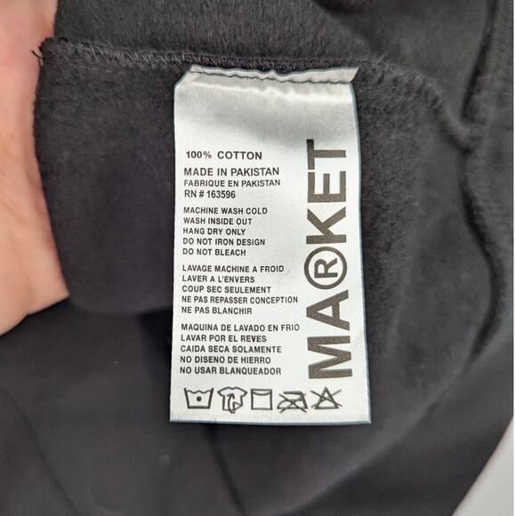 NWOT MARKET x NBA LA Clippers Hoodie Black Medium 100% Cotton Graphic Pullover - Picture 7 of 8